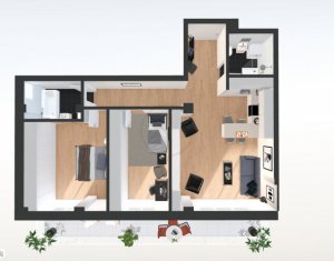 Apartament 3 camere, la 3 minute de Gheorgheni, zona Borhanci, terasa 23 mp