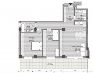 Apartament 3 camere, la 3 minute de Gheorgheni, zona Borhanci, terasa 23 mp