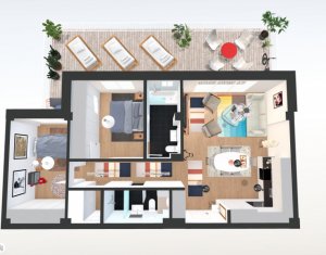 Penthouse, la 7 minute de Gheorgheni, terasa 47 mp, zona Borhanci