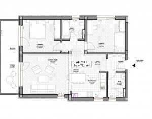Apartament 3 camere Manastur, zona linistita, 77mp utili