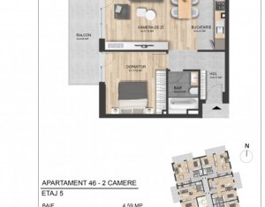Apartamente noi cu 2 camere, 52,72 mp utili plus balcon, zona Leroy Merlin