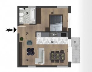 Apartament nou cu 2 camere, 48.5 mp, etaj intermediar, Cluj-Napoca