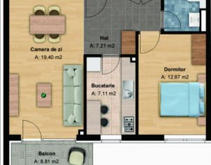 Apartament 2 camere, bloc nou, 62 mp, et. intermediar, cartier Buna Ziua