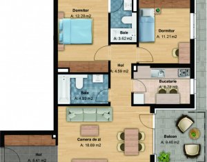 Apartament 3 camere  bloc nou  cartier Buna Ziua
