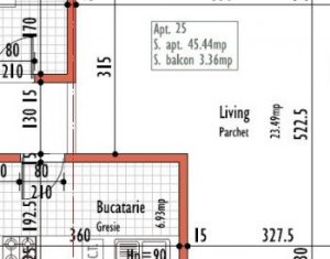 Apartament 2 camere, 45 mp, balcon,  finisat, cu CF, Dambul Rotund