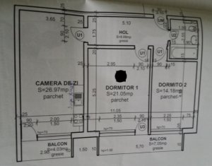 Apartament 3 camere, mobilat, 67 mp utili plus 12mp balcoane, zona Petrom