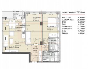 Oferta vanzare apartament 3 camere, semifinisat, confort sporit zona Pod Ira