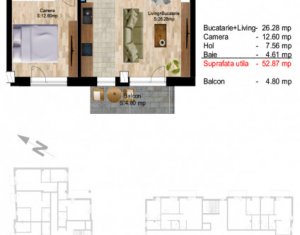 Apartament 2 camere, 52,87 mp, imobil nou in centru, zona Pietei Cipariu
