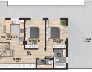 Apartament 3 camere, cu terasa de 82.71 mp