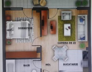Apartament 2 camere, semidecomandat, etaj intermediar,  Europa