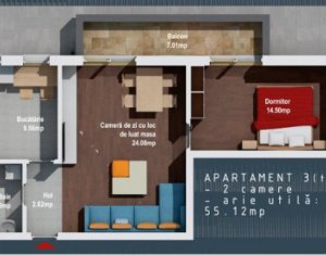 BACIU - Apartament 2 camere, 55 mp, CF la zi, ideal credit prima casa