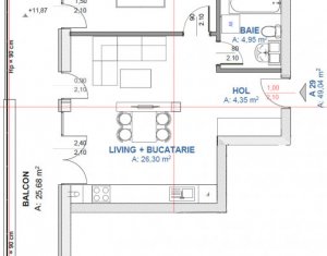 Vanzare apartament cu 2 camere, 49 mp, terasa 25mp, proiect nou, ansamblu privat