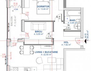 Vanzare apartament cu 3 camere, 58 mp, proiect nou, ansamblu privat