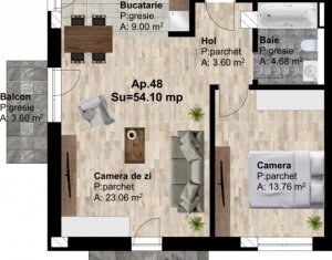 Vanzare apartament 2 camere 54 mp, zona IRA, Someseni