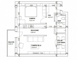 Apartament luminos, panorama, 2 camere, 53 mp, balcon, semifinisat, zona Clujana