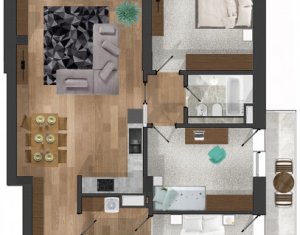 Apartament cu 3 camere si 3 bai, ultrafiniat, 107 mp, imobil de lux, Buna Ziua