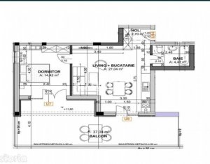 Apartament 2 camere decomandat, 52mp + Terasa 37mp Iris, semifinisat 