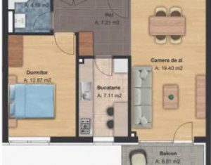Zona LIDL Buna Ziua - Apartament cu 2 camere in bloc nou, balcon