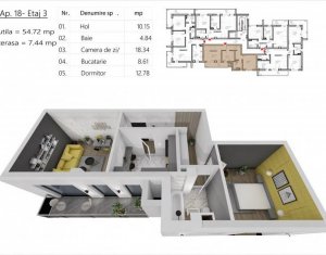 Apartament 2 camere, SU totala 63 mp, Buna Ziua, balcon, imobil nou, 2020