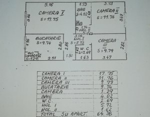 MANASTUR - Apartament de 3 camere, decomandat, 2 bai, zona Calea Floresti