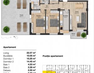 Apartament in zona semicentrala, 135 mp SF totala, 2 parcari, etaj intermediar