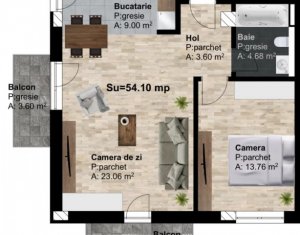 Apartament 2 camere, 54 mp, 2 balcoane, etaj 1 din 3, lift, garaj, Marasti, Ira