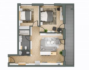 Bloc nou - apartament 3 camere, 74 mp, Gheorgheni-Iullius Mall, FSEGA