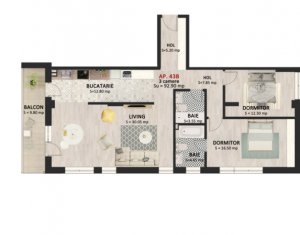 Apartament 3 camere, 92mp, balcon 9 mp, 2 bai etaj 5, parcare subterana, Marasti