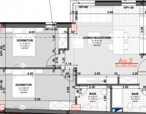  Apartament 3 camere, 65 mp, semifinisat, zona Liberty Technology Park