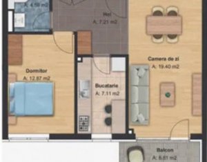  Apartament 2 camere si balcon in imobil nou, 62 mp, finisaje de top