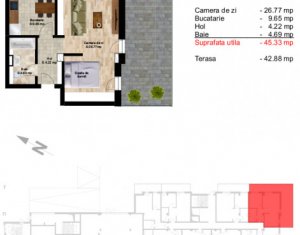 Apartament 2 camere, 45,33 mp, imobil nou, in centru, zona Pietei Cipariu