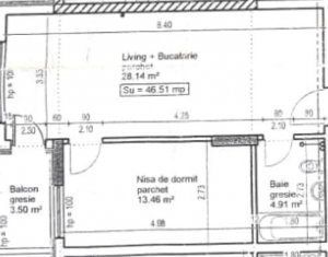 Apartament 2 camere, 46,5mp, logie 3,5mp,  etaj 3, parcare subterana, zona Vivo