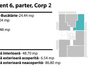 Apartament 2 camere,48,7 mp, terasa 93 mp, parcare subterana, Baciu