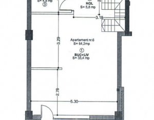 Apartament 64mp utili, parter cu terasa, H=5m, Piata Abator