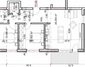 Apartament in bloc nou, 3 camere, 72.49 mp, balcon, Andrei Muresanu