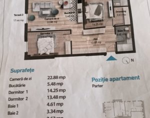 Apartament 3 camere, 82 mp, 2 terase, parcare subterana + boxa inclusa