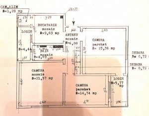 Apartament 3 camere, 84 mp, 2 balcoane, parter, Plopilor