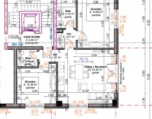 Proiect nou Marasti, zona benzinarie Mol, 3 camere, 65 mp, etaj 4, expunere sud