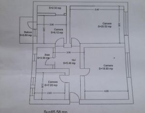 Apartament in zona semicentrala, 3 camere, 66mp plus balcon