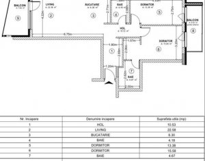 Apartament 3 camere, 2 bai, 92 mp SF totala, zona strazii Horea, bloc nou