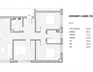 Apartament cu 4 camere, proiect nou, Baciu