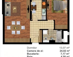 Apartament cu 2 camere decomandate+parcare subterana, Platinia Centru