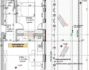 Apartament 2 camere,47 mp, terasa 43 mp,zona Parc Poligonului,bloc nou