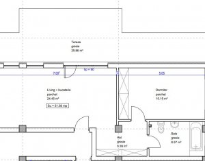 Apartament finisat, terasa 30mp, Floresti, are CF