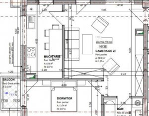 Apartament 2 camere, 52,19 mp, bloc nou, parcare subterana