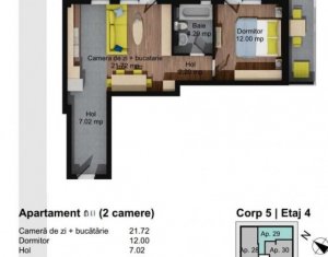 Apartament semifinisat, 47 mp utili, Baciu