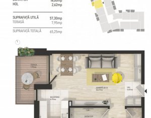 Apartament de 2 camere cu terasa/gradina, complex de lux, zona semicentrala! 