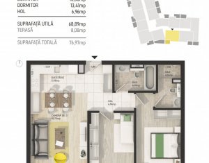 Apartament 3 camere, complex rezidential de lux, zona semicentrala