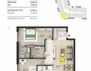 Apartament de 3 camere, complex rezidential de lux, zona semicentrala