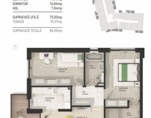 Apartament de 3 camere, complex rezidential de lux, zona semicentrala